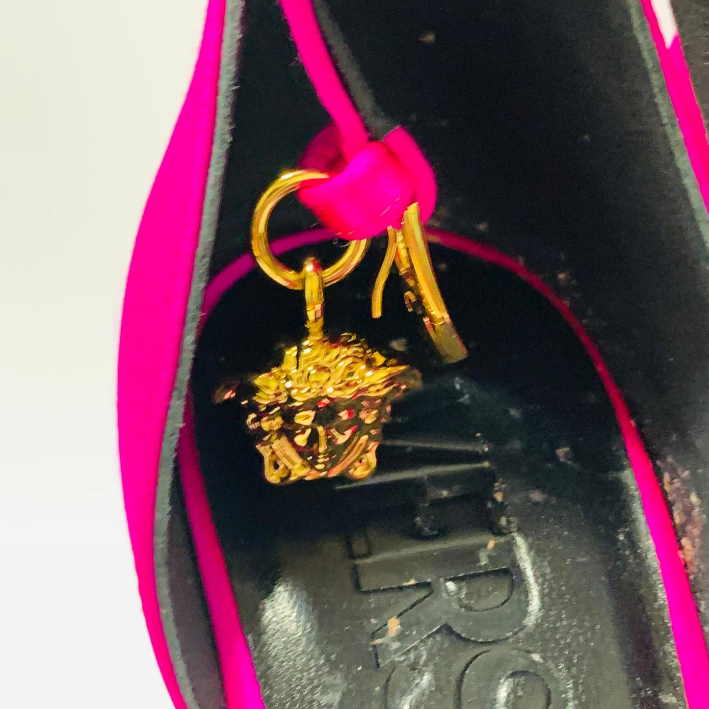 VERSACE Ladies Pink Neon Hi-Heel Platform 155 Pump Ankle Strap Shoe UK5.5 NEW