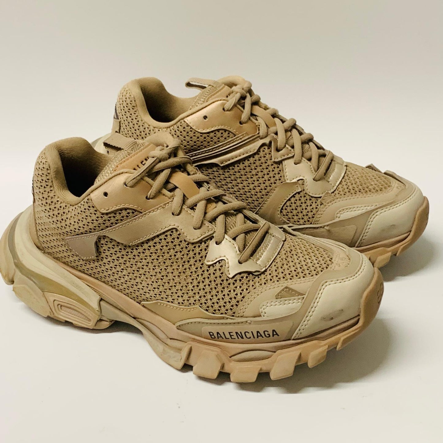 BALENCIAGA Ladies Beige Pink Neutral Lace Track 3 Sneaker Trainer UK5 NEW