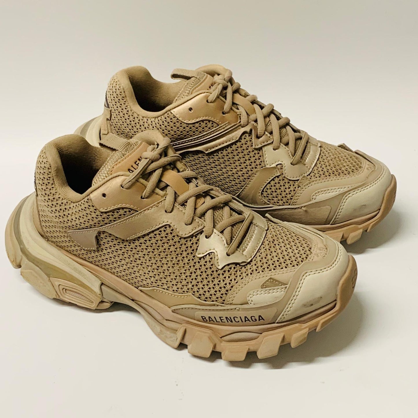 BALENCIAGA Ladies Beige Pink Neutral Lace Track 3 Sneaker Trainer UK5 NEW