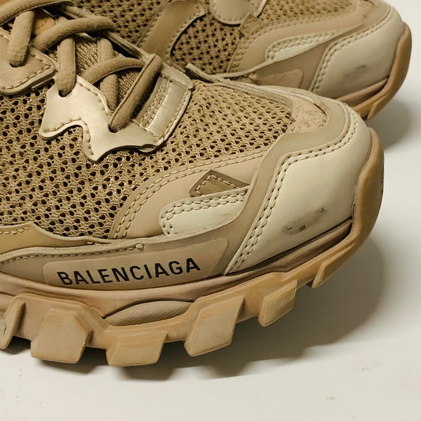BALENCIAGA Ladies Beige Pink Neutral Lace Track 3 Sneaker Trainer UK5 NEW