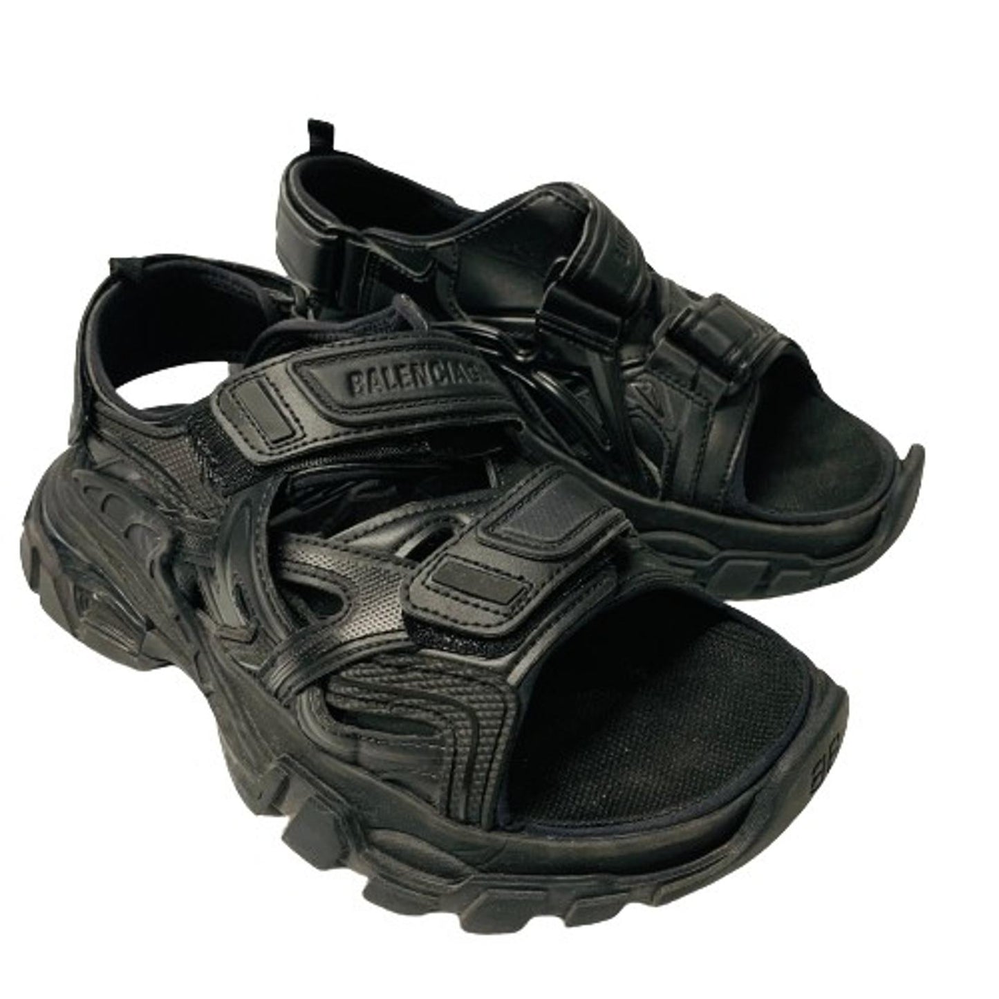 BALENCIAGA Ladies Black Track Sandal Strap Trainer Sneaker Leather UK5 NEW