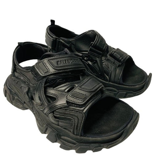 BALENCIAGA Ladies Black Track Sandal Strap Trainer Sneaker Leather UK5 NEW