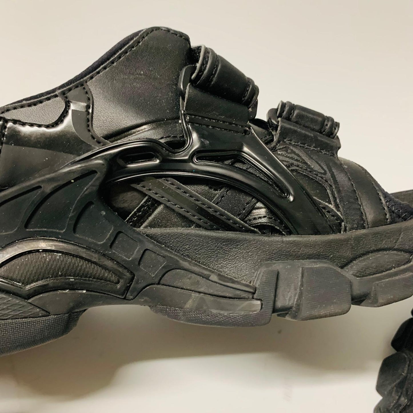 BALENCIAGA Ladies Black Track Sandal Strap Trainer Sneaker Leather UK5 NEW
