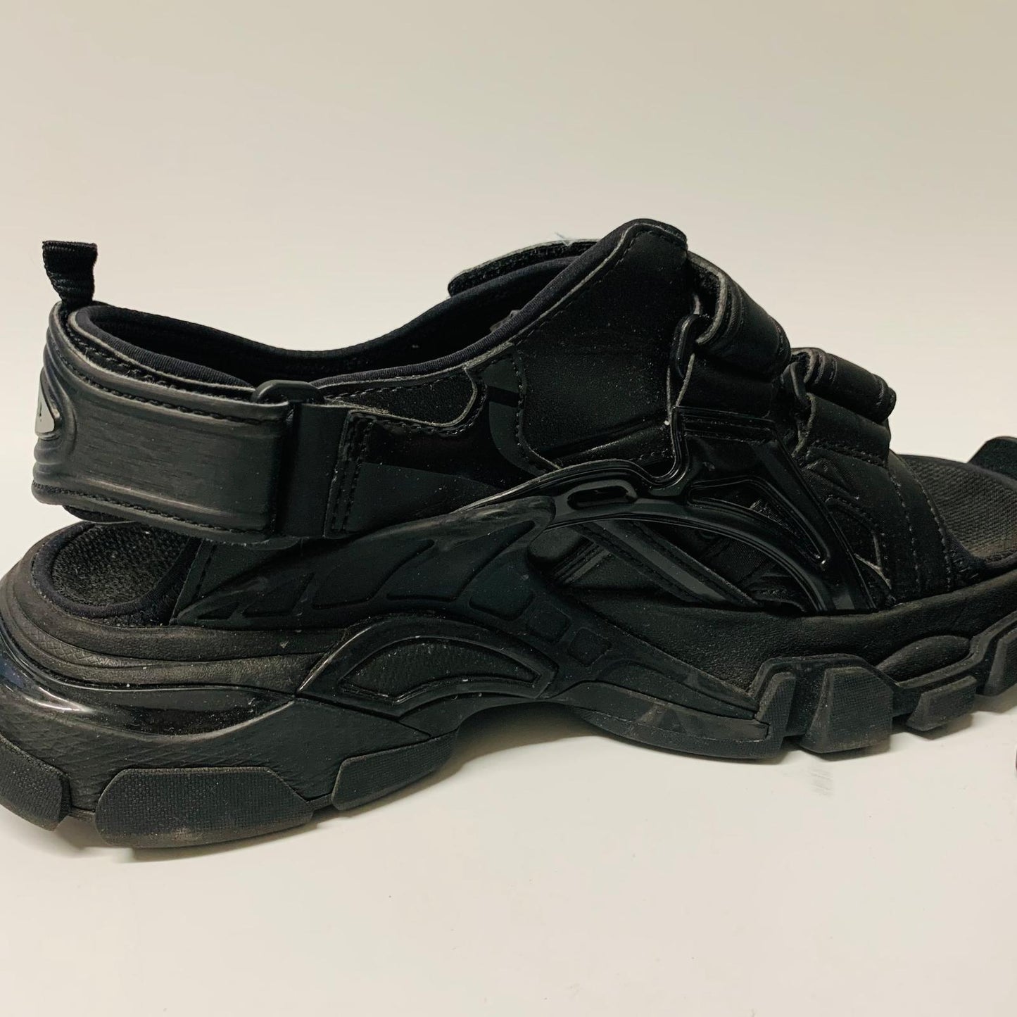 BALENCIAGA Ladies Black Track Sandal Strap Trainer Sneaker Leather UK5 NEW