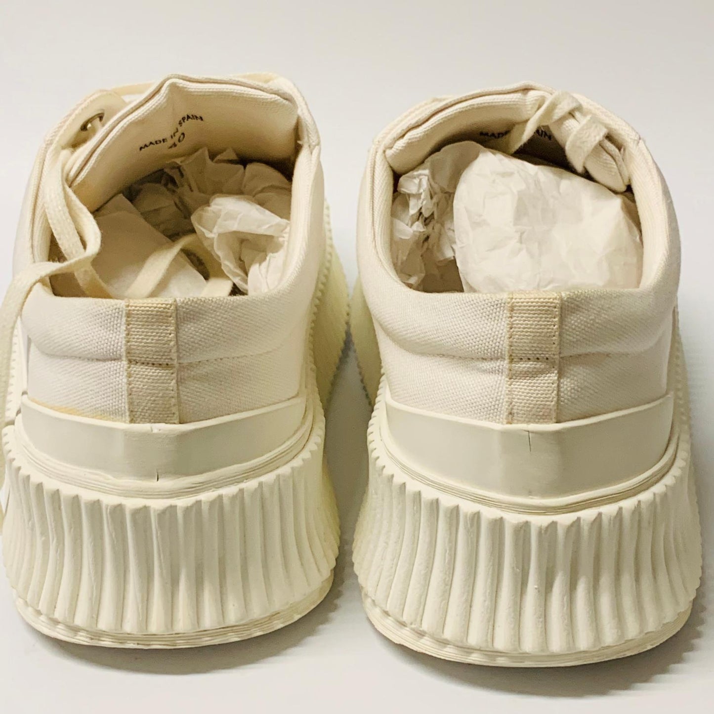 JIL SANDER Ladies White Platform Classic Sneaker Canvas Trainer Sneaker UK7 NEW