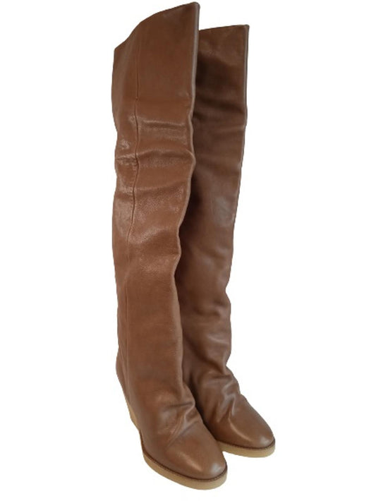 ISABEL MARANT Ladies Brown Leather Knee-High Tilin Boots Size IT40 UK7 NEW