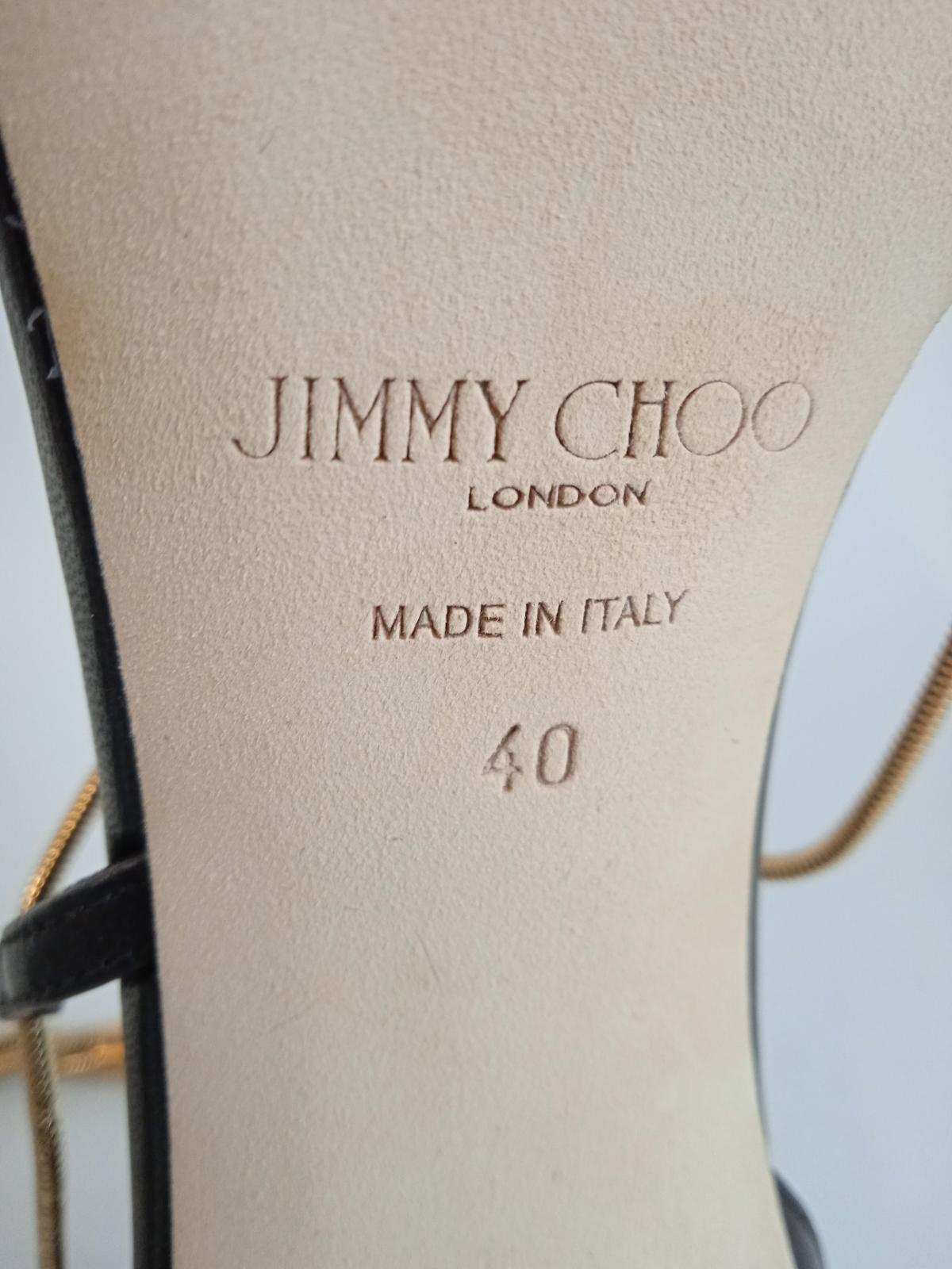 JIMMY CHOO Ladies Black & Gold Leather Oriana 110 Sandals Size EU40 UK7 NEW