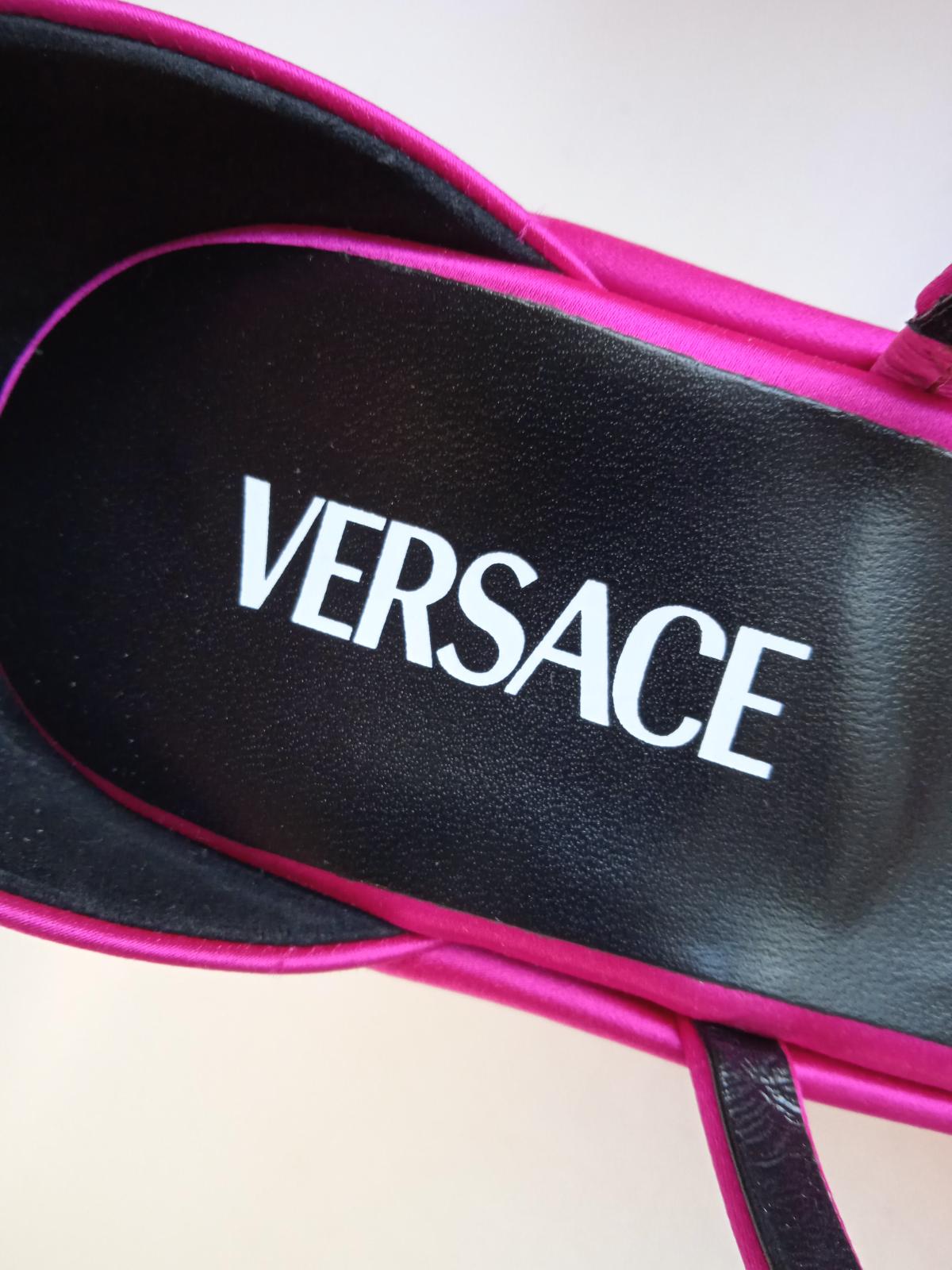 VERSACE Ladies Cerise Pink Satin Platform Heeled Sandals Size IT40 UK7 NEW