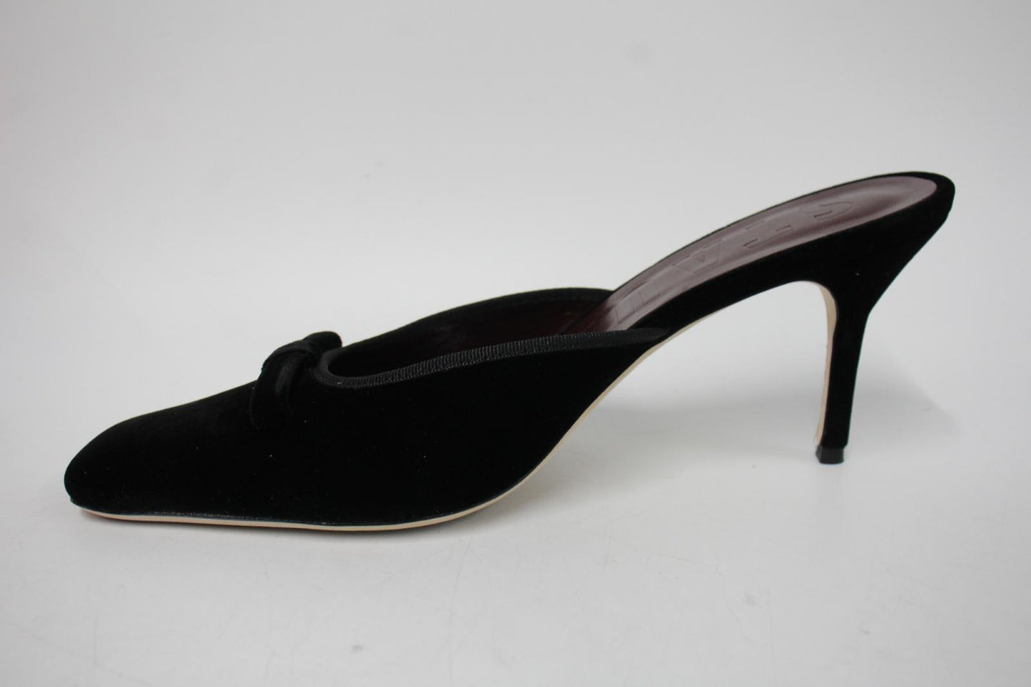 STAUD Ladies Black Velvet Karine 95 Bow Detail Square Toe Mules EU40 UK7 NEW