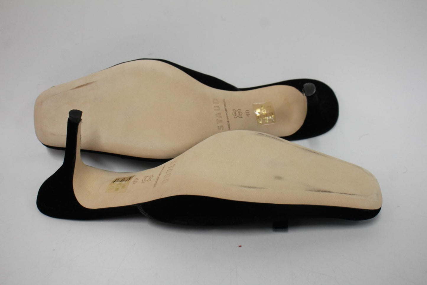 STAUD Ladies Black Velvet Karine 95 Bow Detail Square Toe Mules EU40 UK7 NEW