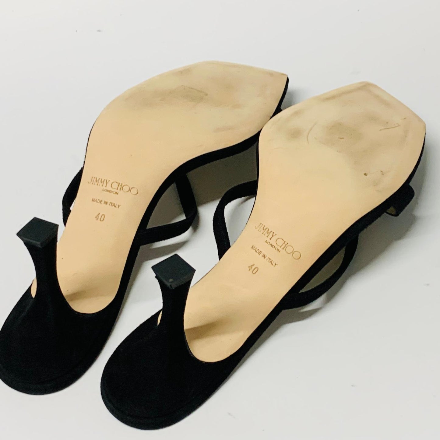 JIMMY CHOO Ladies Black Sandal Strap Squared Kitten Shoe Heel UK7 NEW