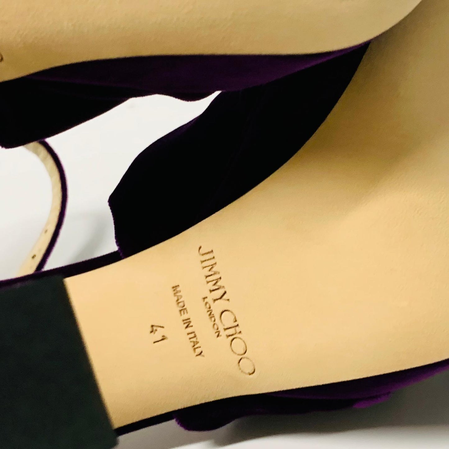 JIMMY CHOO Ladies Purple Velvet Ankle Strap Heel Platform Heels Shoe UK7.5 NEW