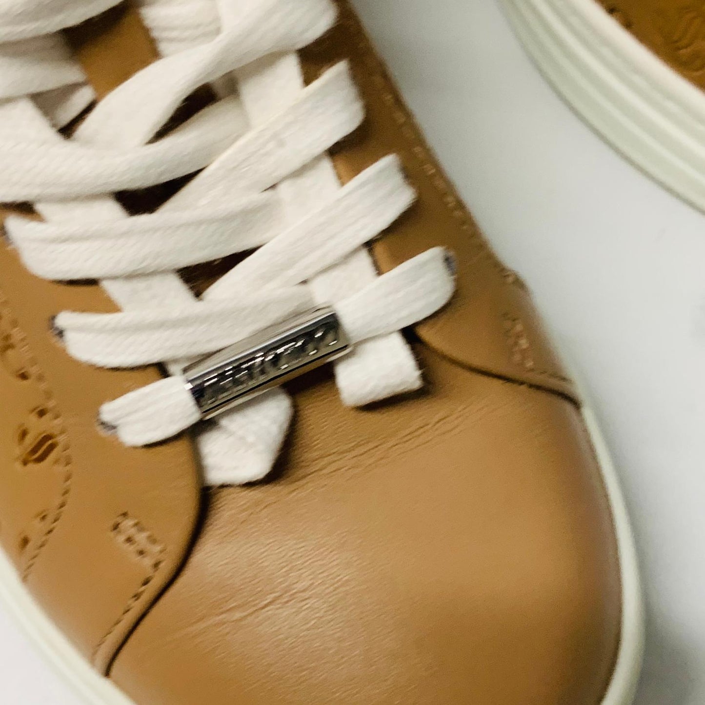 JIMMY CHOO Ladies Brown White Sole Classic Leather Trainer Sneaker UK2.5 NEW