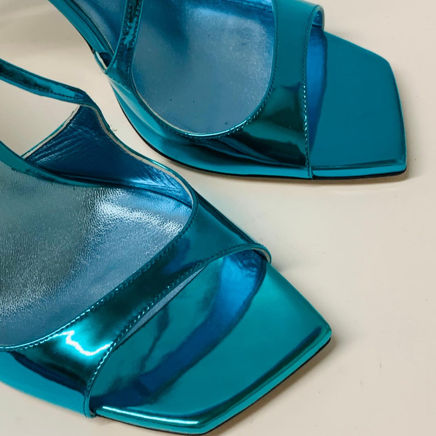 JIMMY CHOO Ladies Blue Electric Bright High Heel Strappy Ankle Leather UK7 NEW