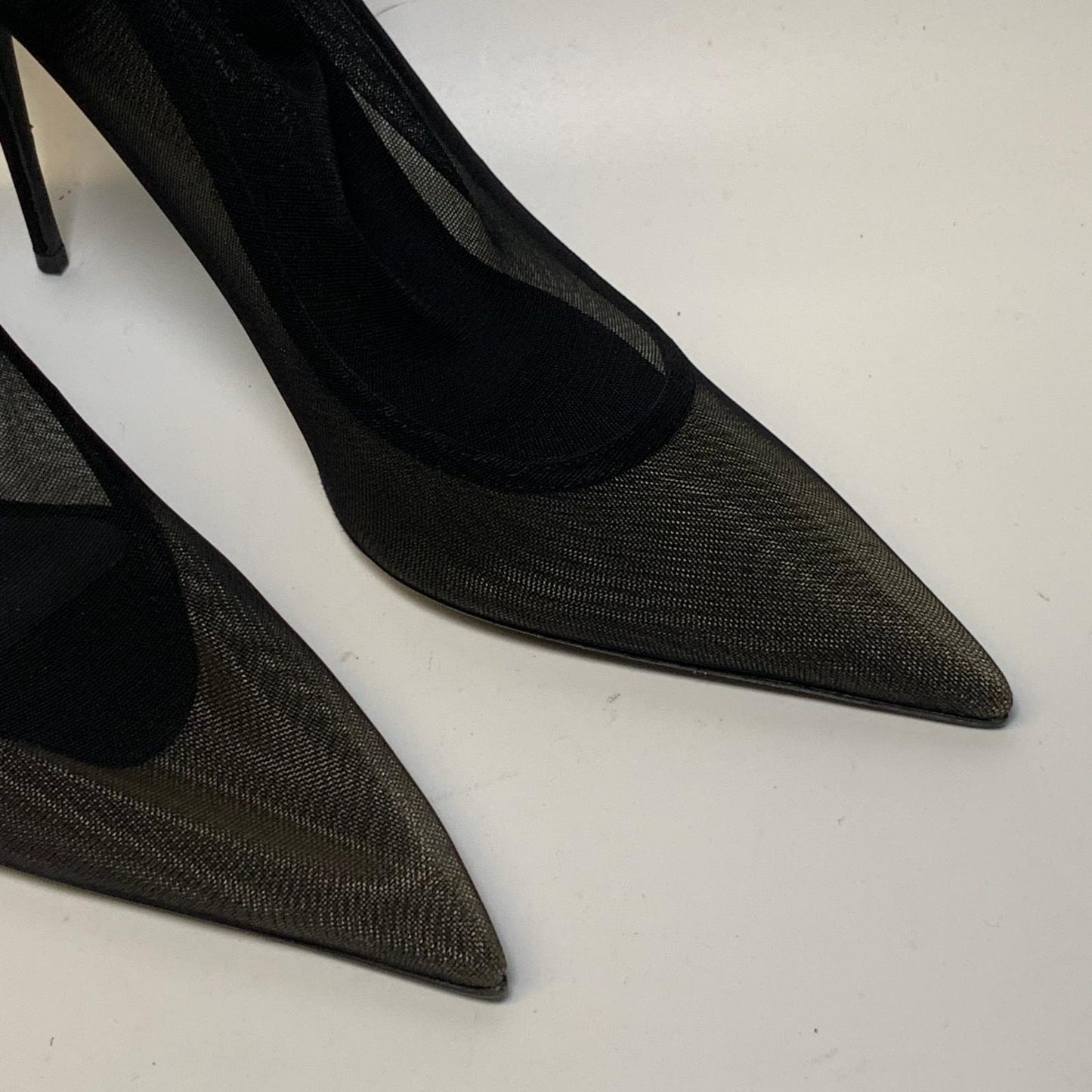 DOLCE & GABBANA Ladies Court Heel Black Tulle Mesh Stretch Shoe UK6 NEW