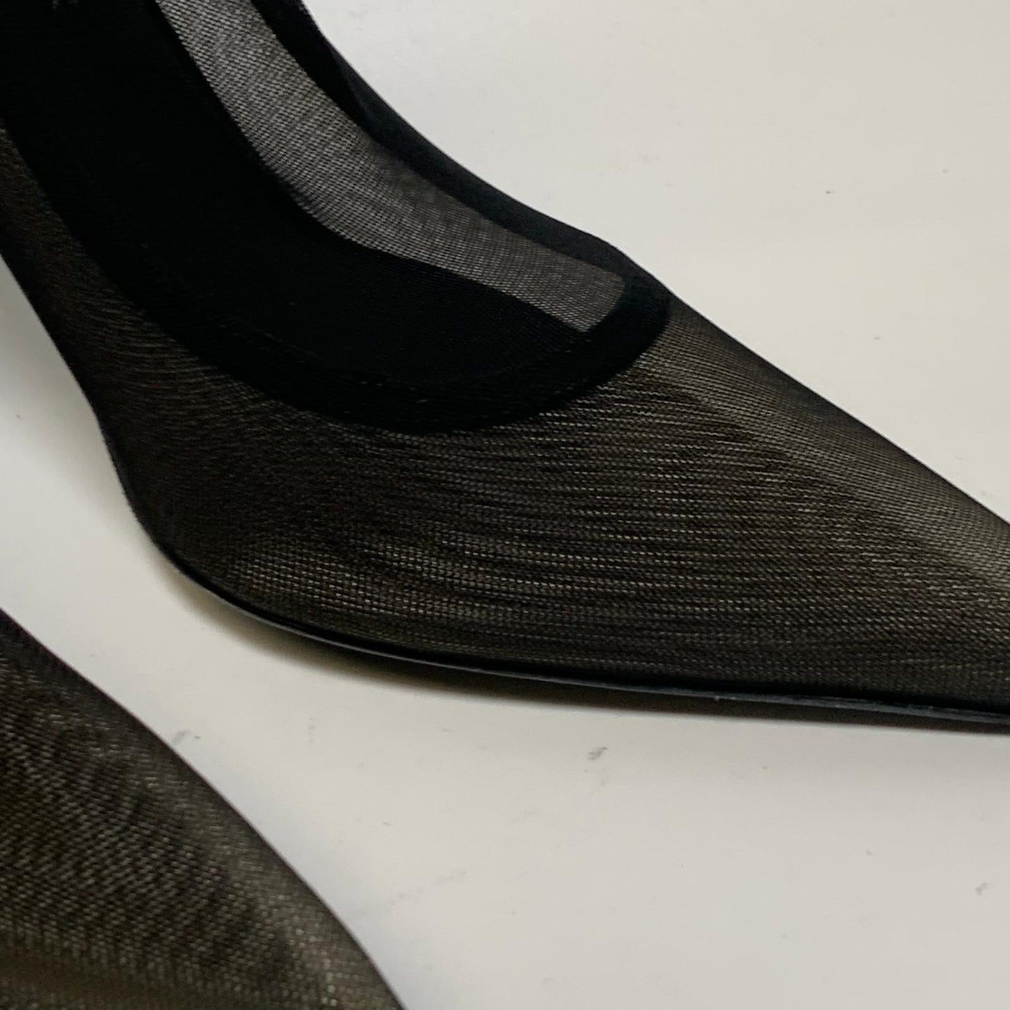 DOLCE & GABBANA Ladies Court Heel Black Tulle Mesh Stretch Shoe UK6 NEW