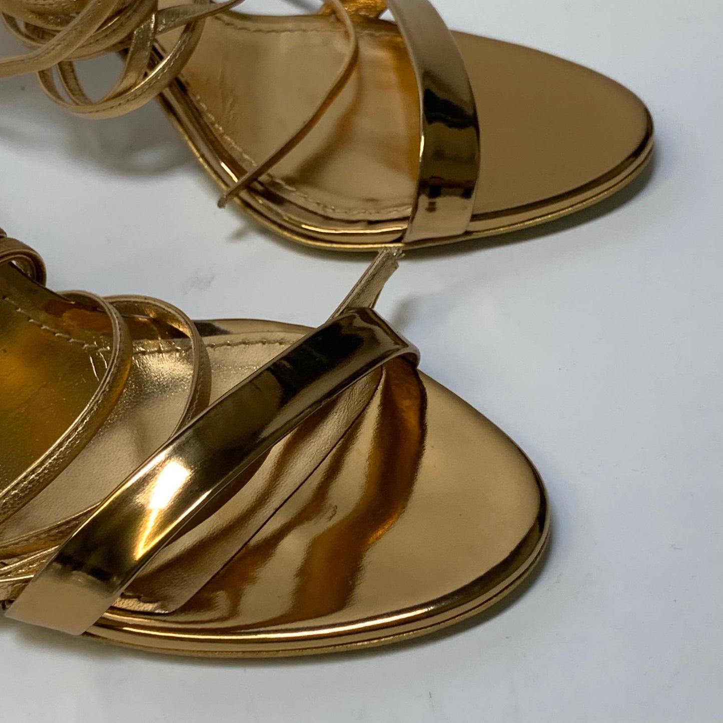 DOLCE & GABBANA Ladies Strappy Kiera Ankle Tie Heel Gold Shoe UK7 NEW