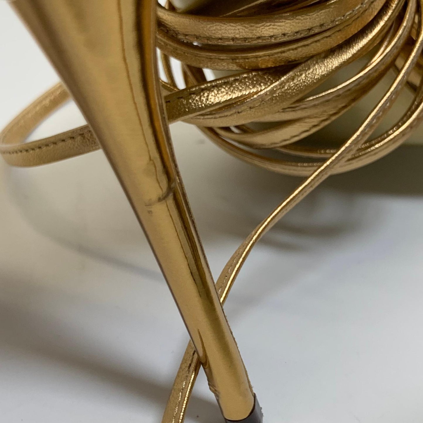 DOLCE & GABBANA Ladies Strappy Kiera Ankle Tie Heel Gold Shoe UK7 NEW