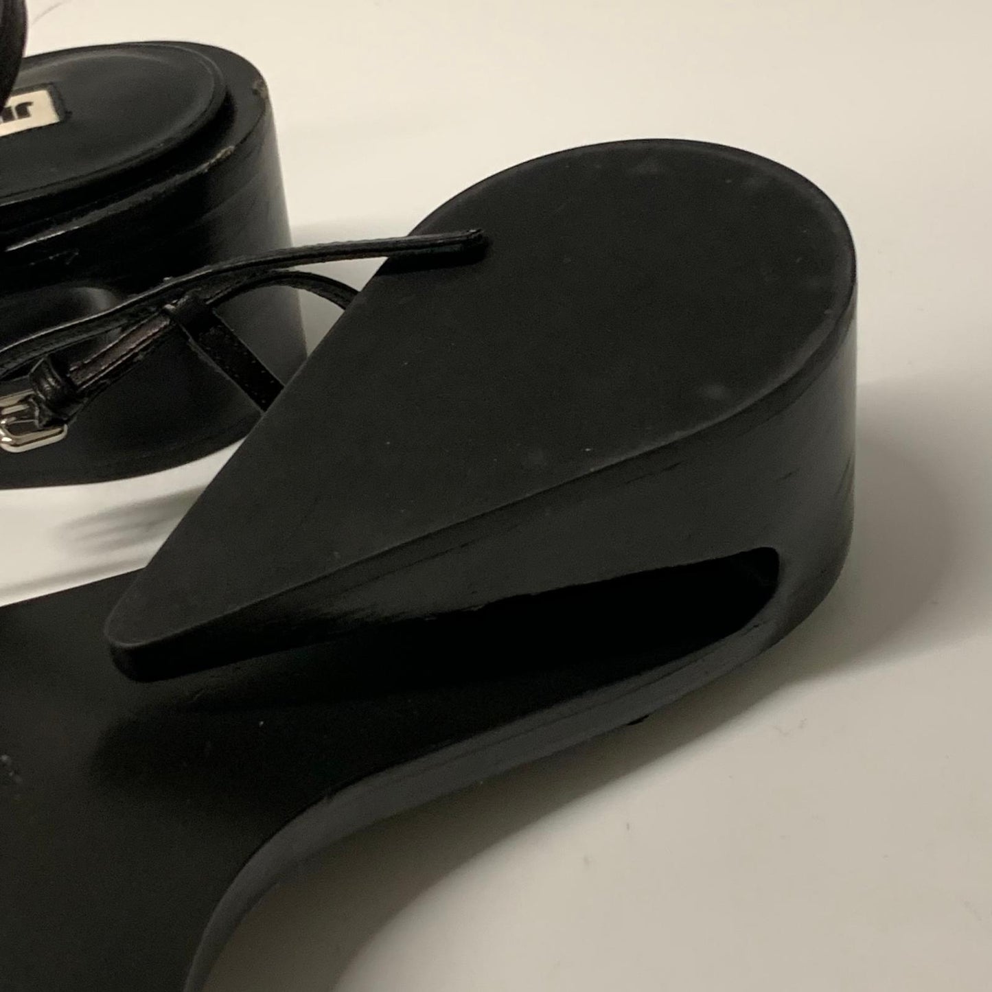 JIL SANDER Ladies Slip On Flat Tall Clog Slip On Black Leather Shoe UK7 NEW