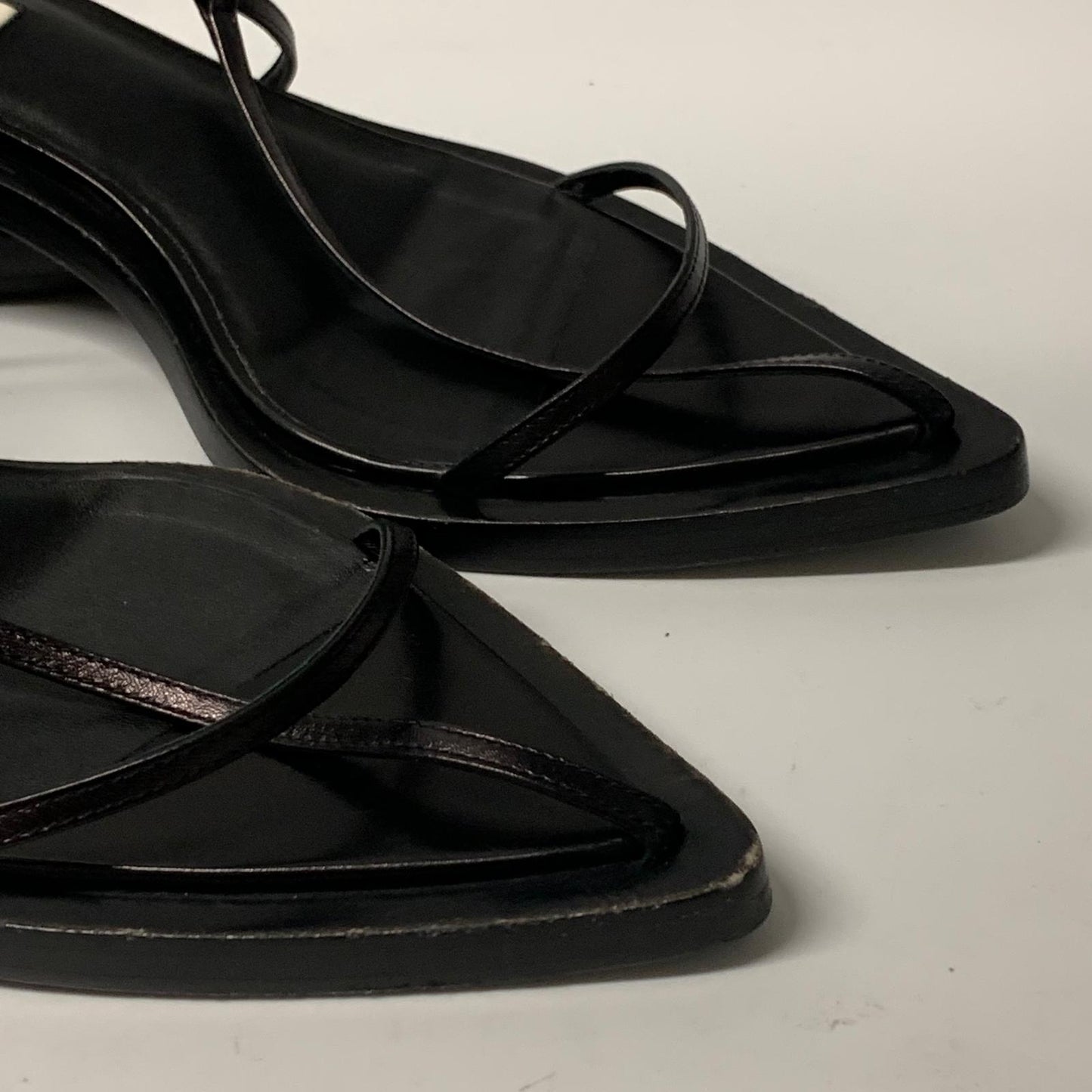 JIL SANDER Ladies Slip On Flat Tall Clog Slip On Black Leather Shoe UK7 NEW