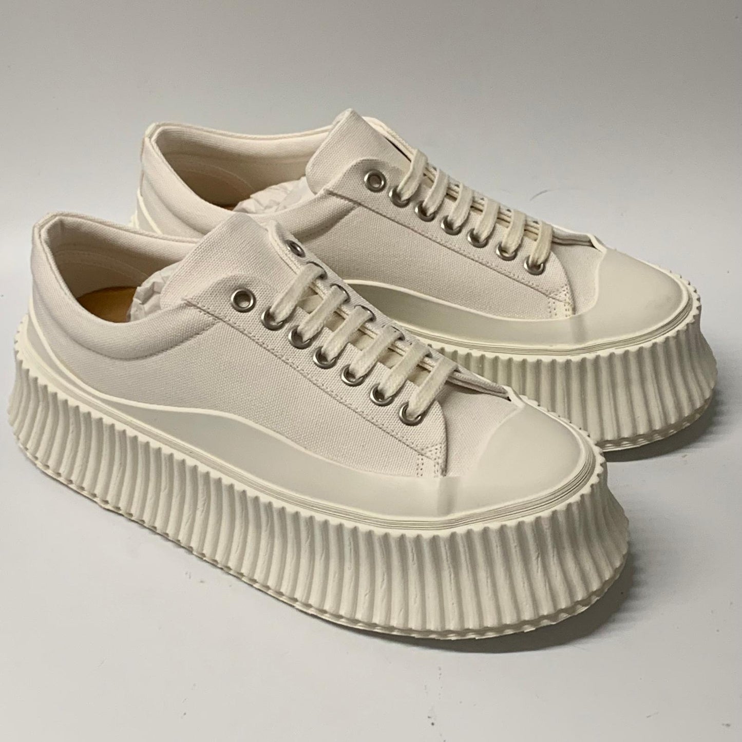 JIL SANDER Ladies Sneaker Platform Trainer White Synthetic Shoe UK2.5 NEW