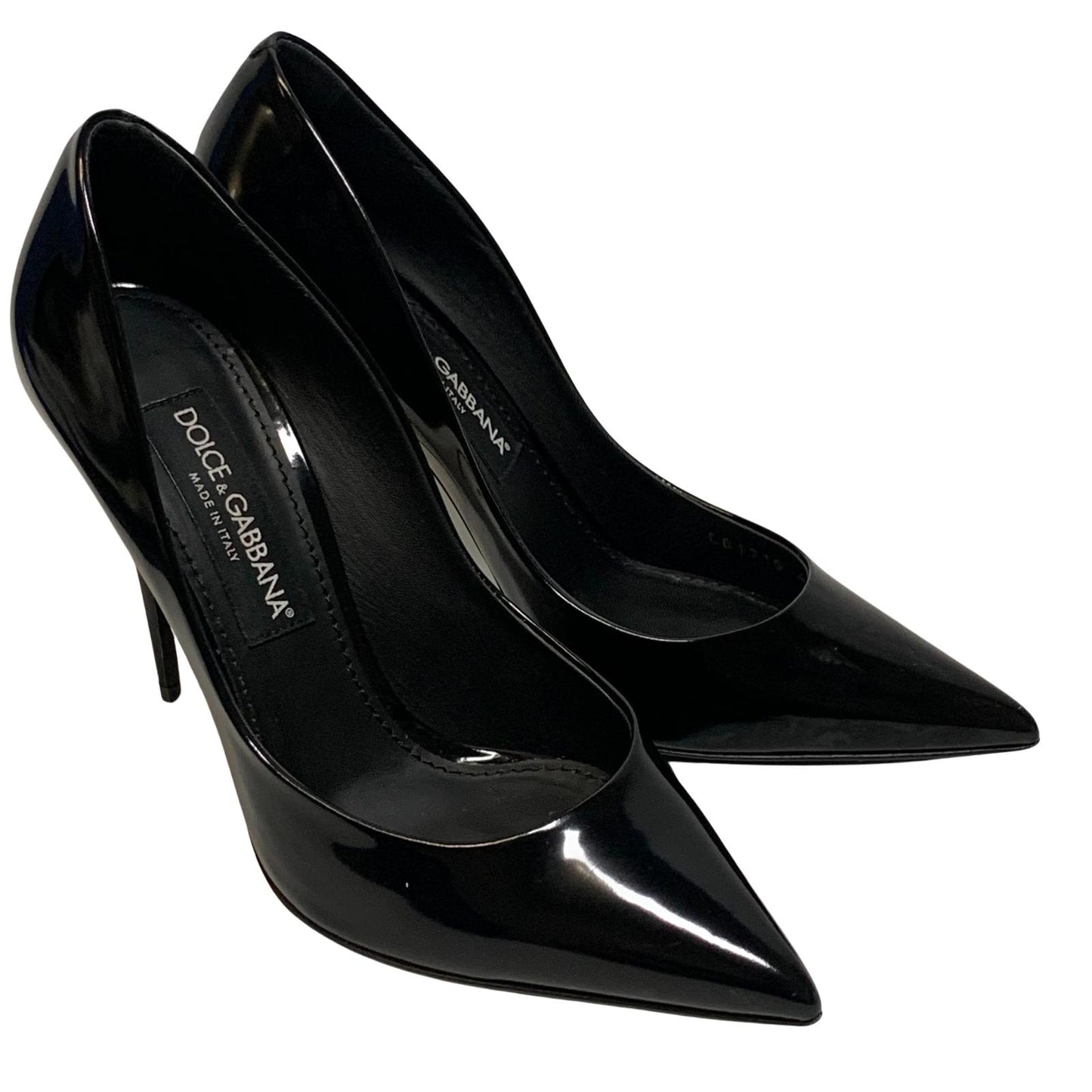 DOLCE & GABBANA Ladies Court Heel Black Patent Leather Shoe UK7 NEW