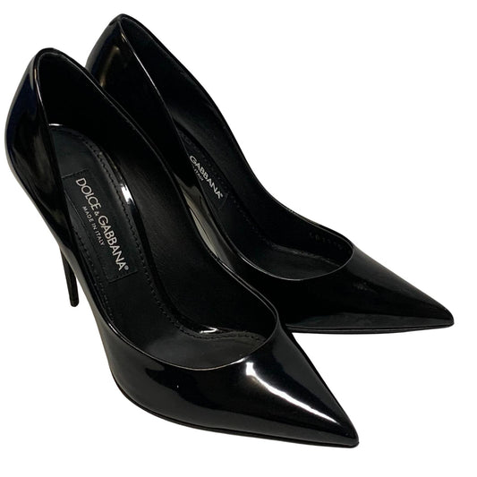 DOLCE & GABBANA Ladies Court Heel Black Patent Leather Shoe UK7 NEW