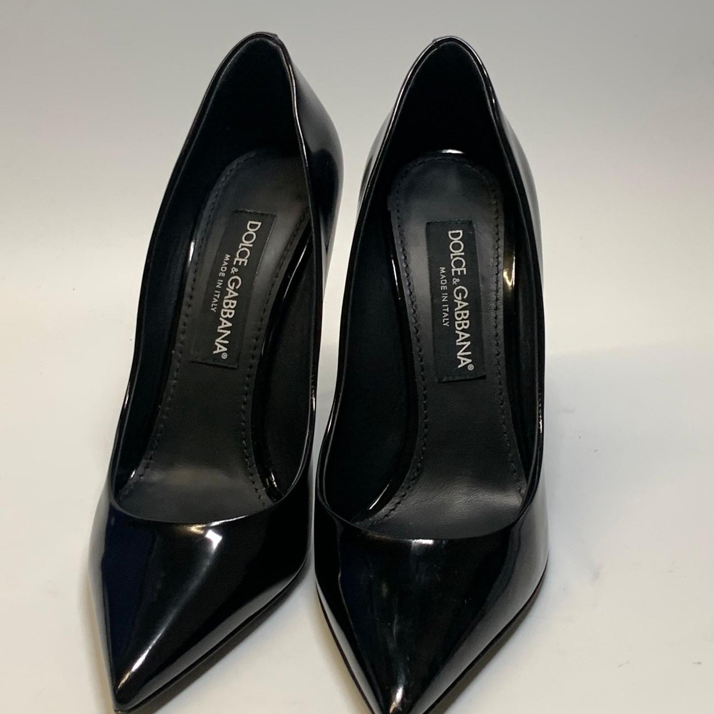 DOLCE & GABBANA Ladies Court Heel Black Patent Leather Shoe UK7 NEW