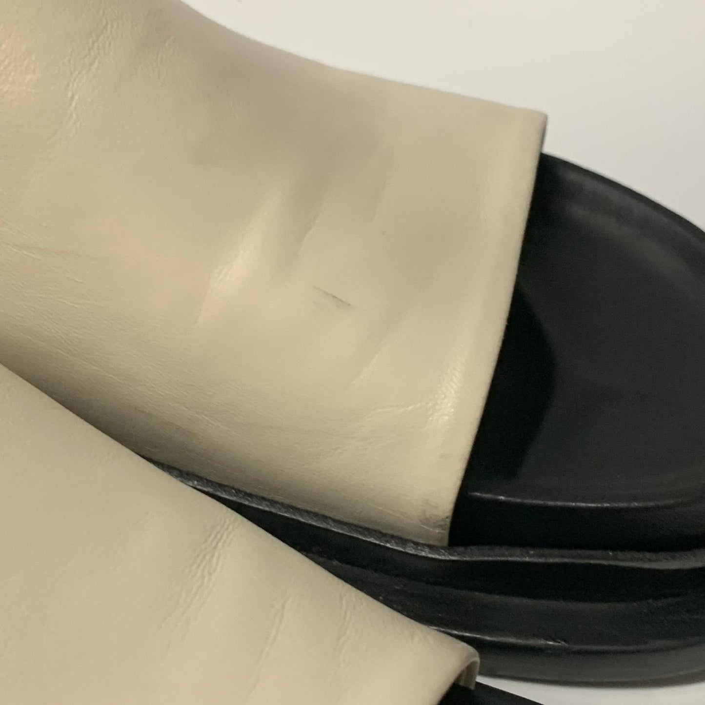 JIL SANDER Ladies Slider Sandal Beige Upper Slip Ons Leather Shoe UK6 NEW