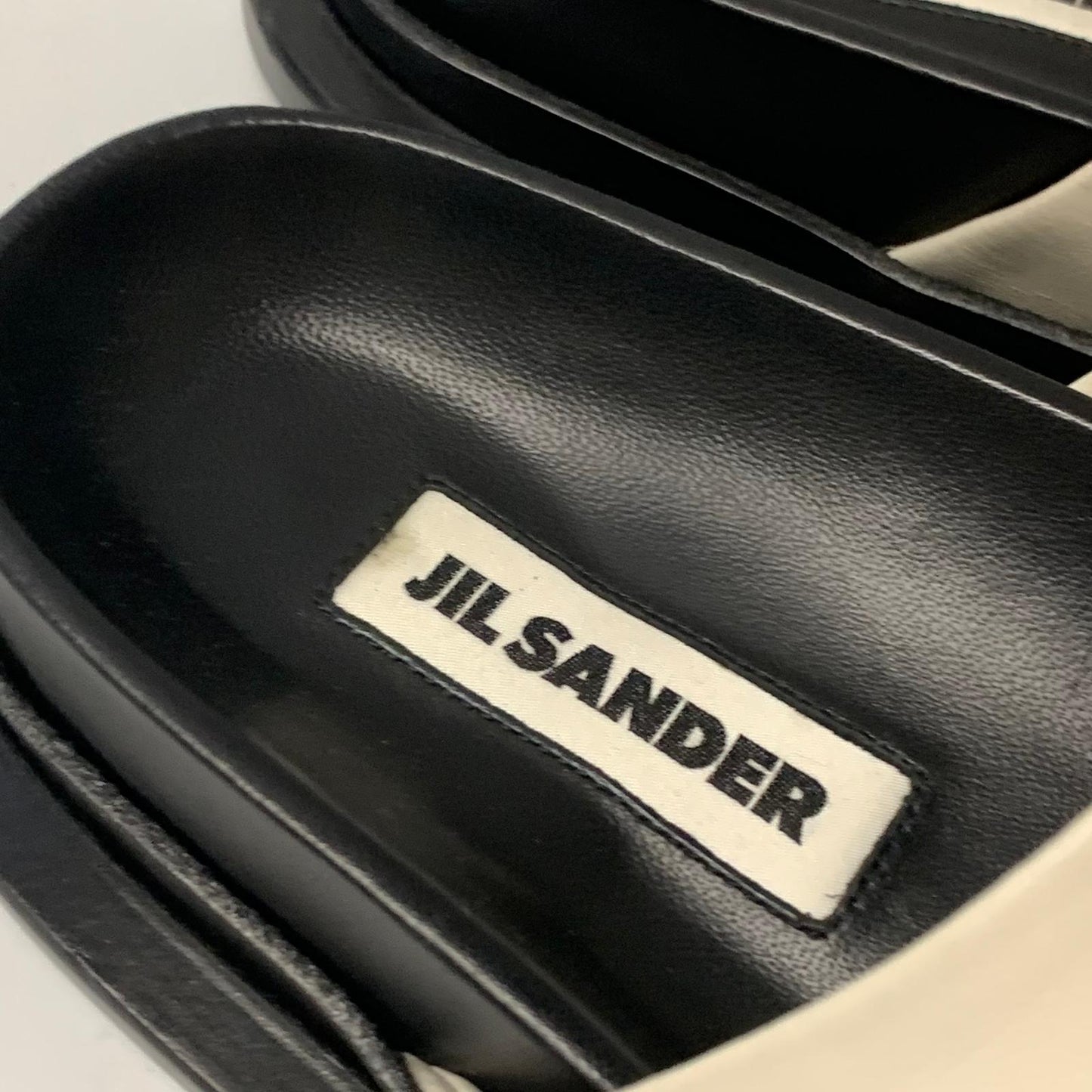 JIL SANDER Ladies Slider Sandal Beige Upper Slip Ons Leather Shoe UK6 NEW