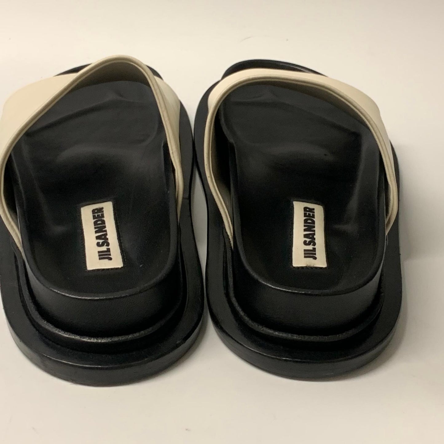 JIL SANDER Ladies Slider Sandal Beige Upper Slip Ons Leather Shoe UK6 NEW