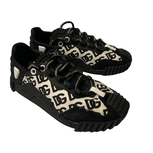 DOLCE & GABBANA Ladies Sneaker Logo DG Trainer Black Leather Shoe UK6 NEW