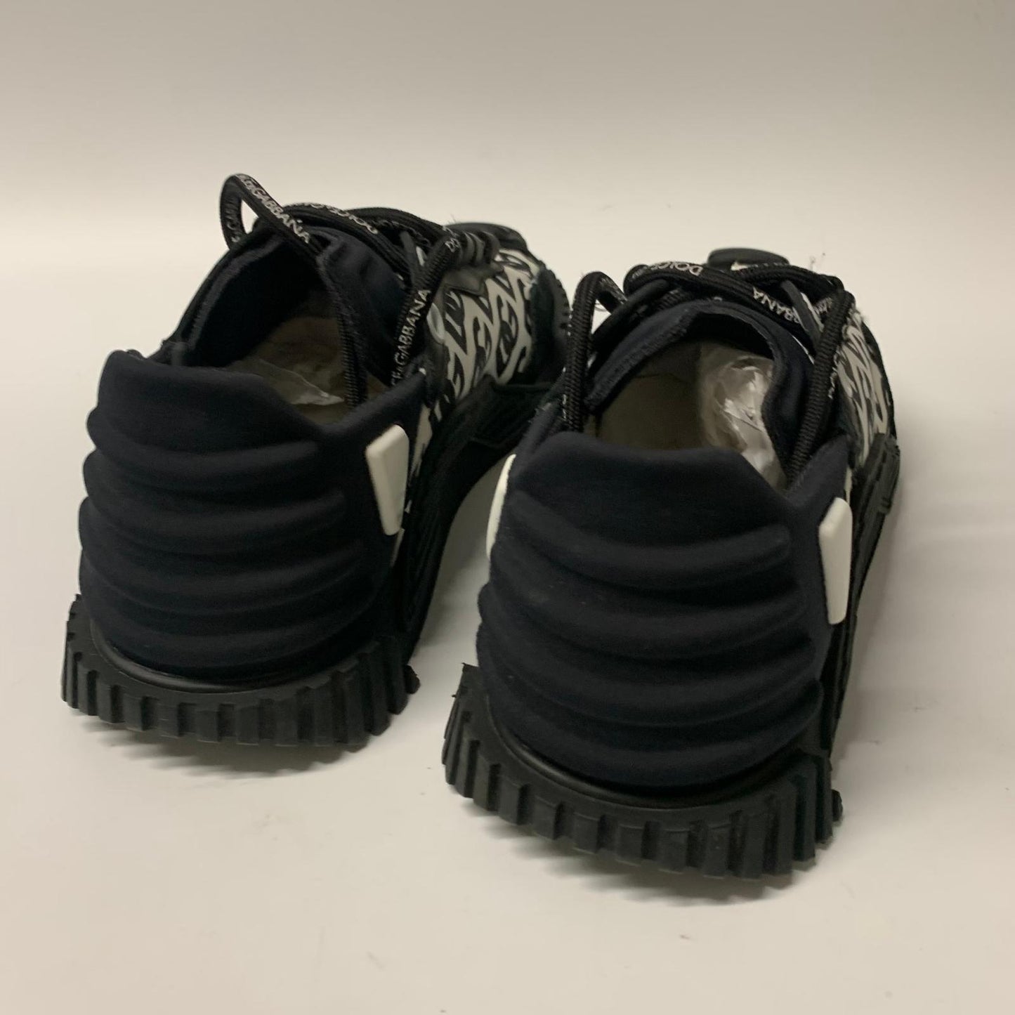 DOLCE & GABBANA Ladies Sneaker Logo DG Trainer Black Leather Shoe UK6 NEW