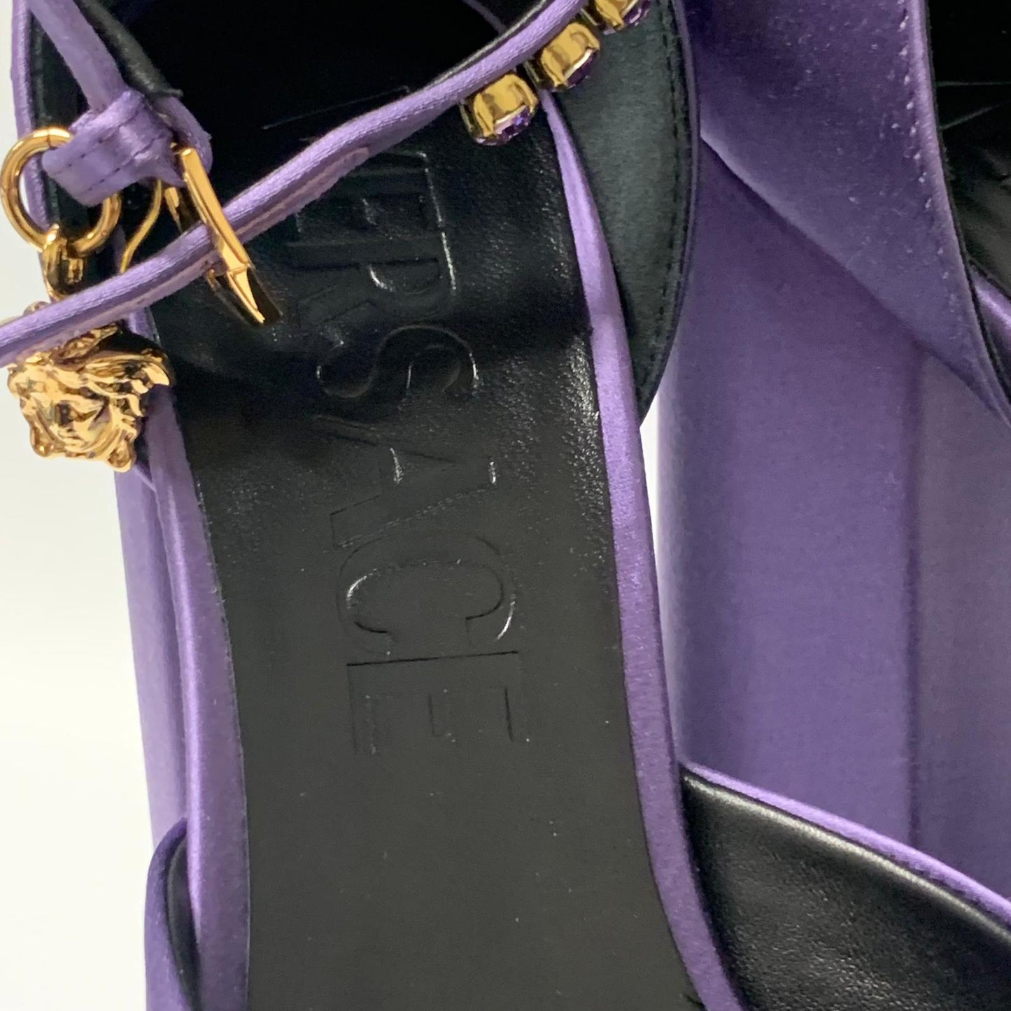 VERSACE Ladies Bootie Heel Thick Platform Satin Leather Shoe UK7 NEW