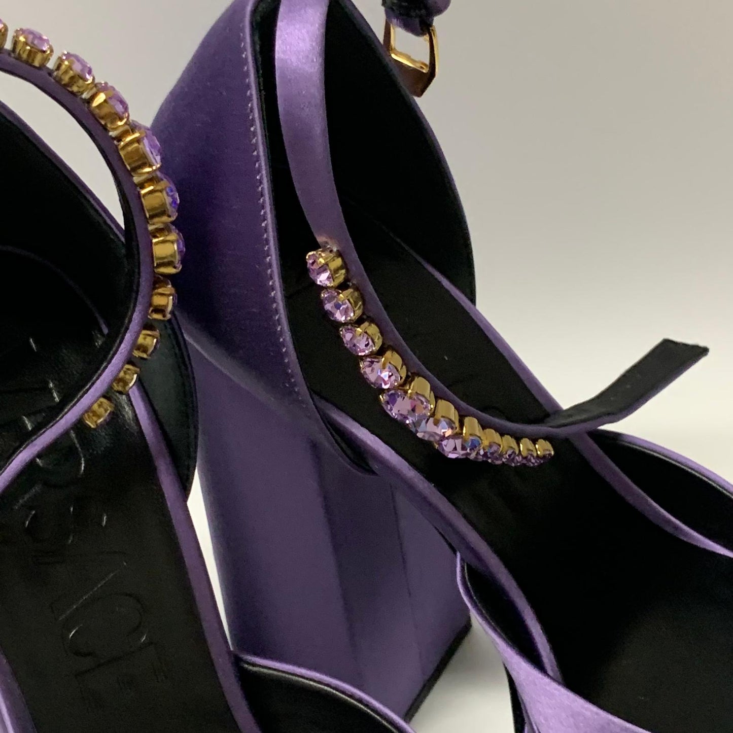 VERSACE Ladies Bootie Heel Thick Platform Satin Leather Shoe UK7 NEW