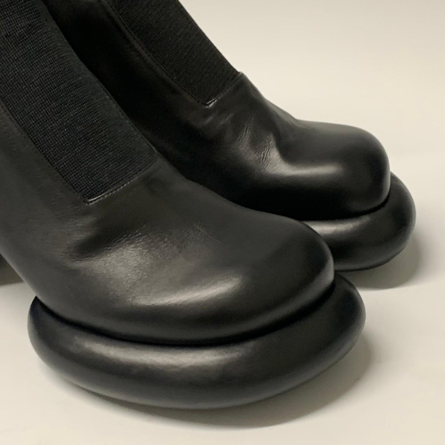 JIL SANDER Ladies Bootie Hulk Thick Sole Heel Black Leather Shoe UK7 NEW