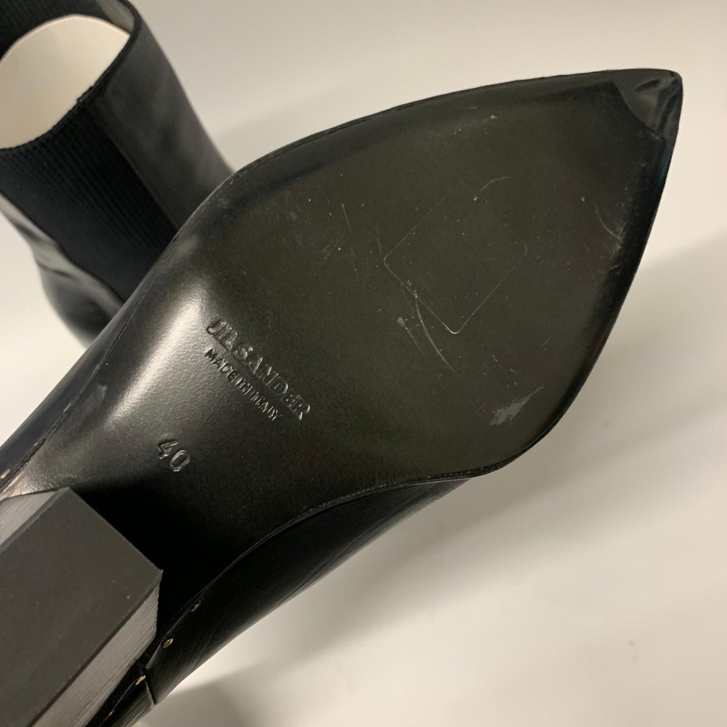JIL SANDER Ladies Slip On Heel Black Leather Shoe UK7 NEW