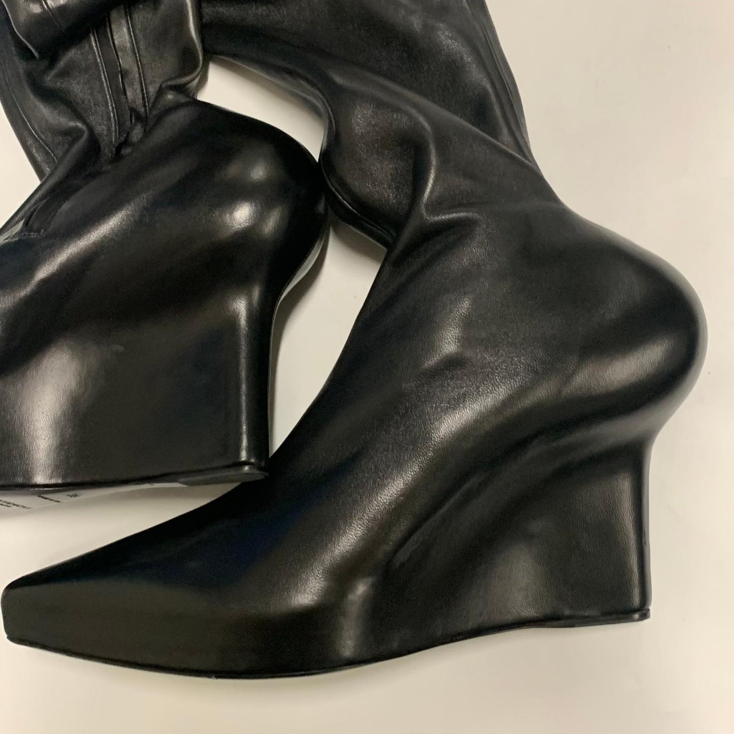 GIVENCHY Ladies Over Knee Buckaneer Slip On Boot Black Leather Shoe UK6 NEW