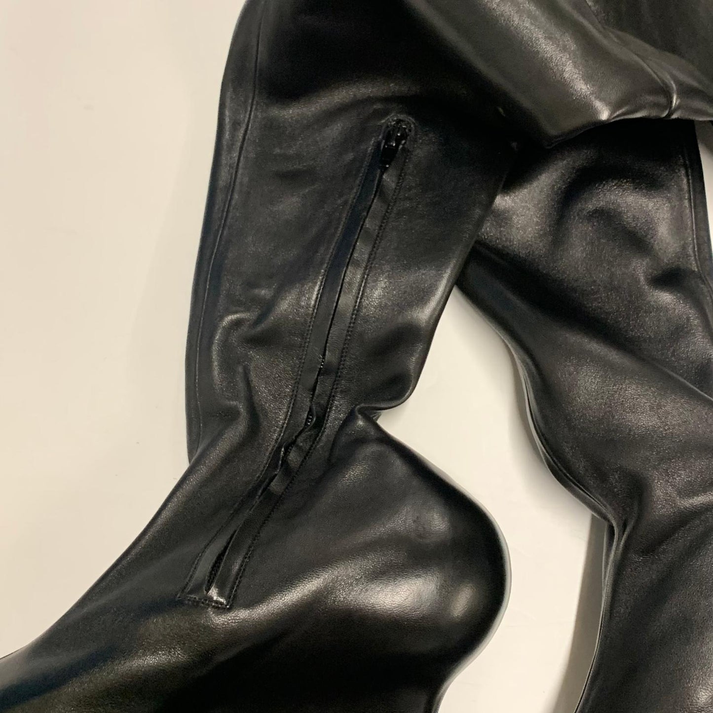 GIVENCHY Ladies Over Knee Buckaneer Slip On Boot Black Leather Shoe UK6 NEW