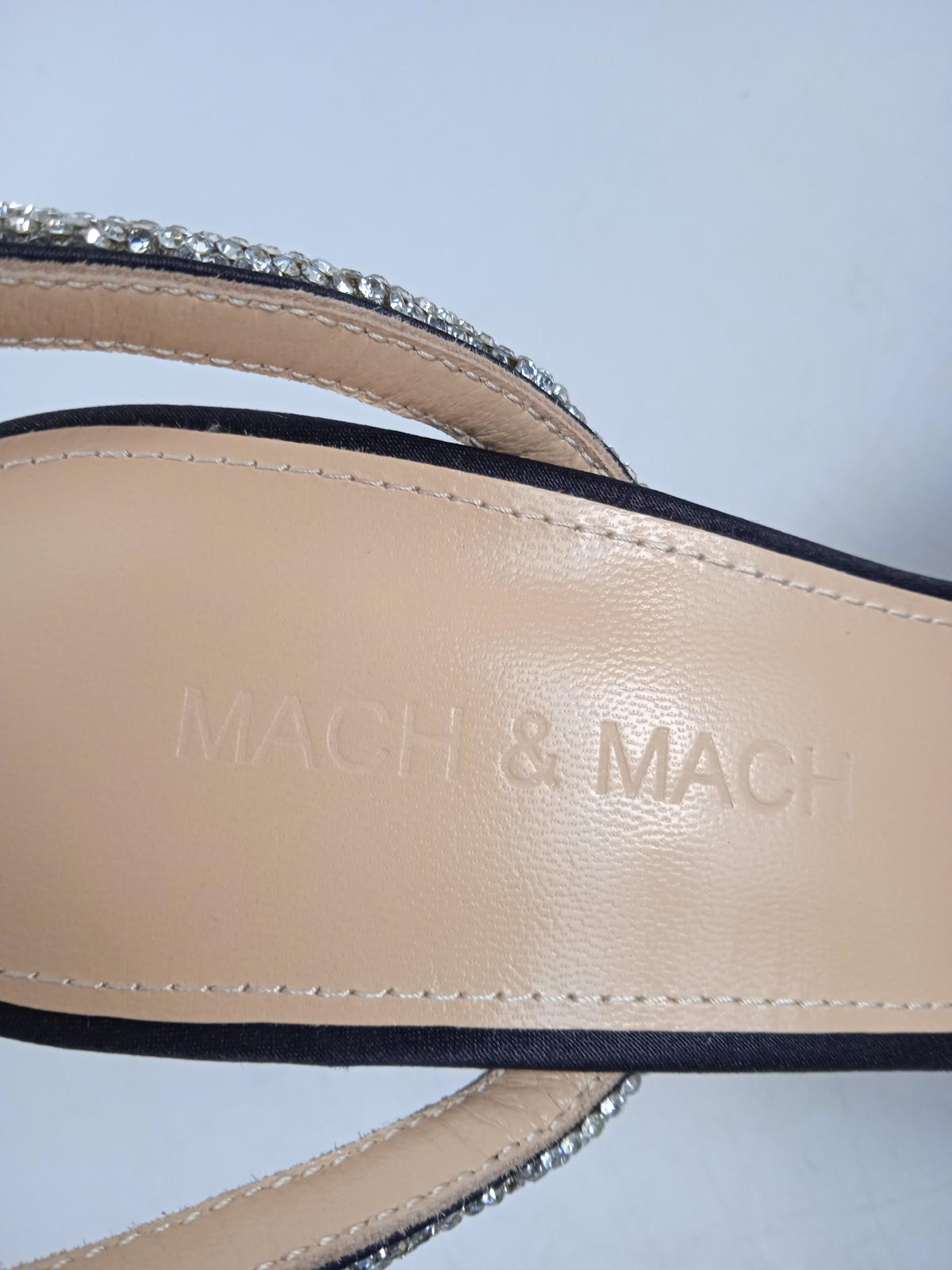 MACH & MACH Ladies Black Satin Triple Heart Crystal Pump Shoes IT35 UK2 NEW