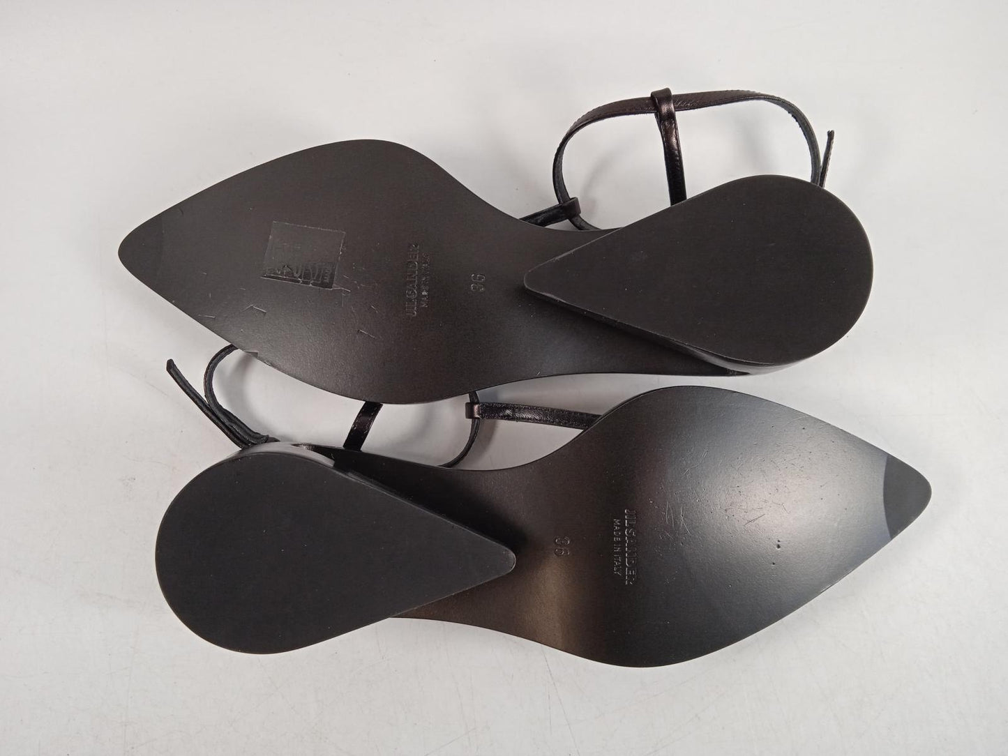 JIL SANDER Ladies Black Leather Tripon T-Strap Block Sandals EU36 UK3 NEW