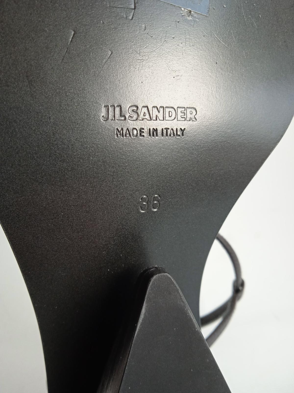 JIL SANDER Ladies Black Leather Tripon T-Strap Block Sandals EU36 UK3 NEW