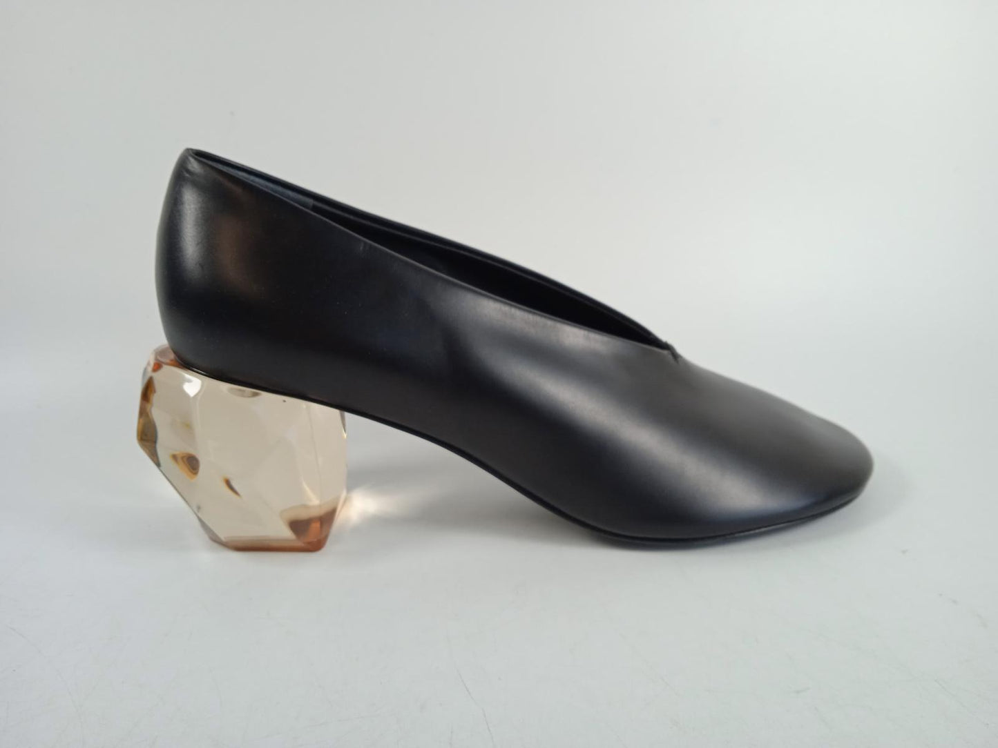 JIL SANDER Ladies Black Leather Transparent Heel Pumps Size EU36.5 UK3.5 NEW
