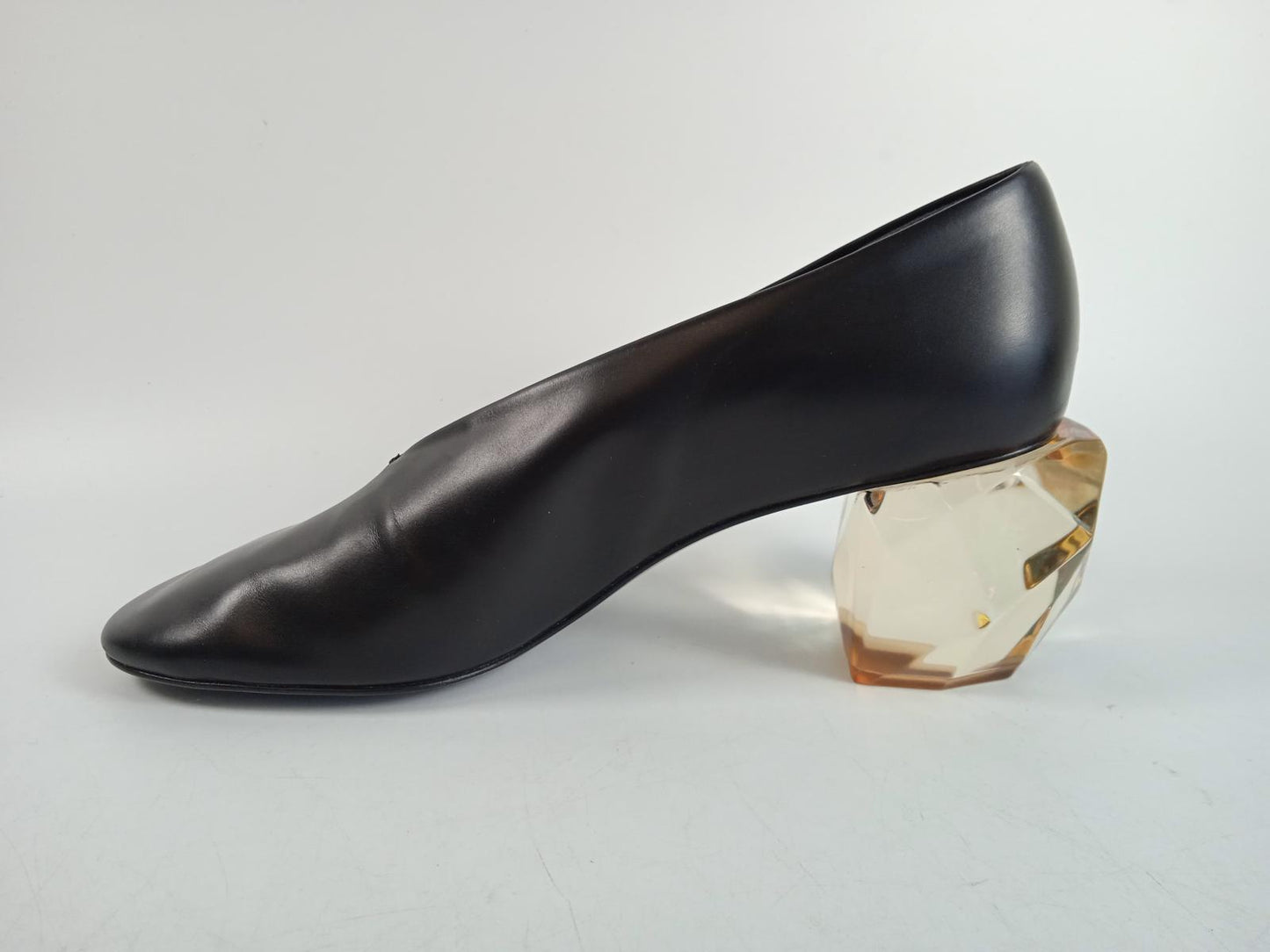 JIL SANDER Ladies Black Leather Transparent Heel Pumps Size EU36.5 UK3.5 NEW