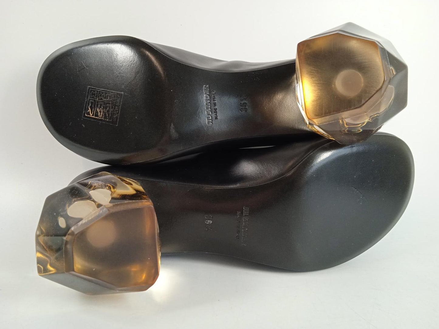 JIL SANDER Ladies Black Leather Transparent Heel Pumps Size EU36.5 UK3.5 NEW