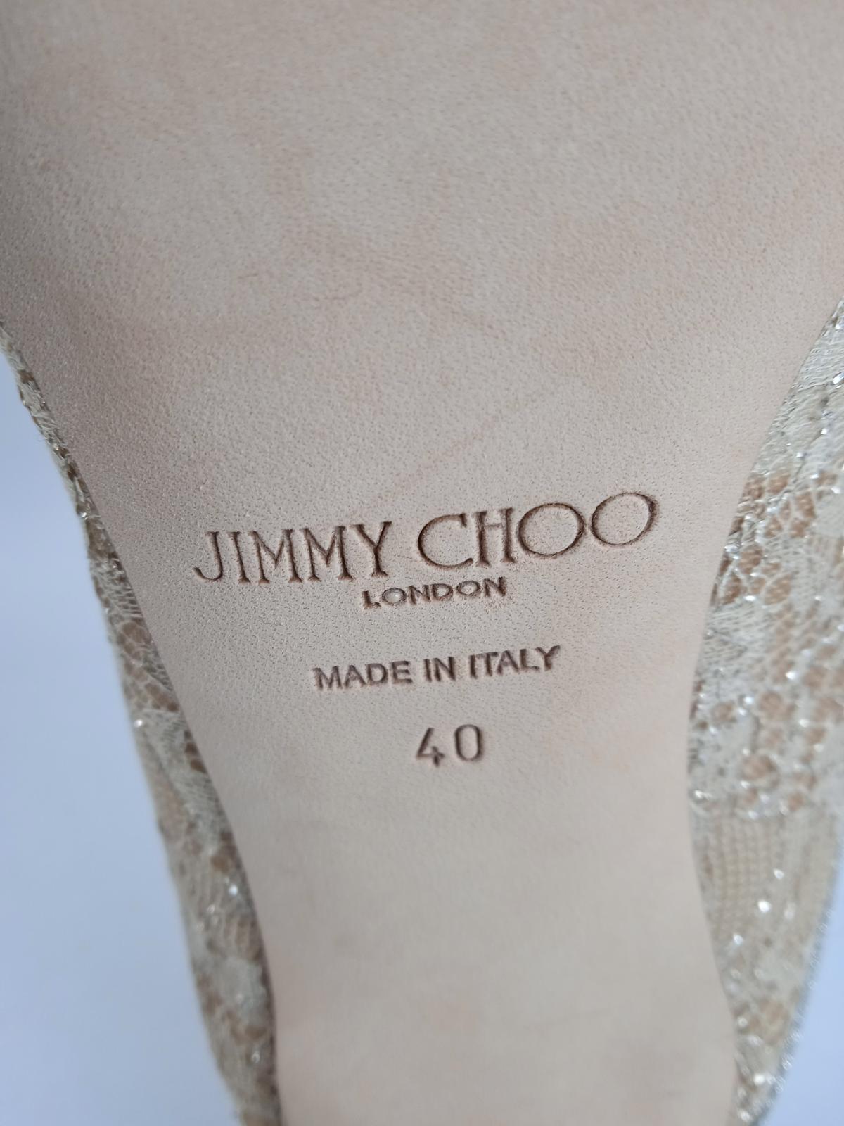 JIMMY CHOO Ladies Ivory Lace Crystal Strap Bing 65 Mule Shoes EU40 UK7 NEW