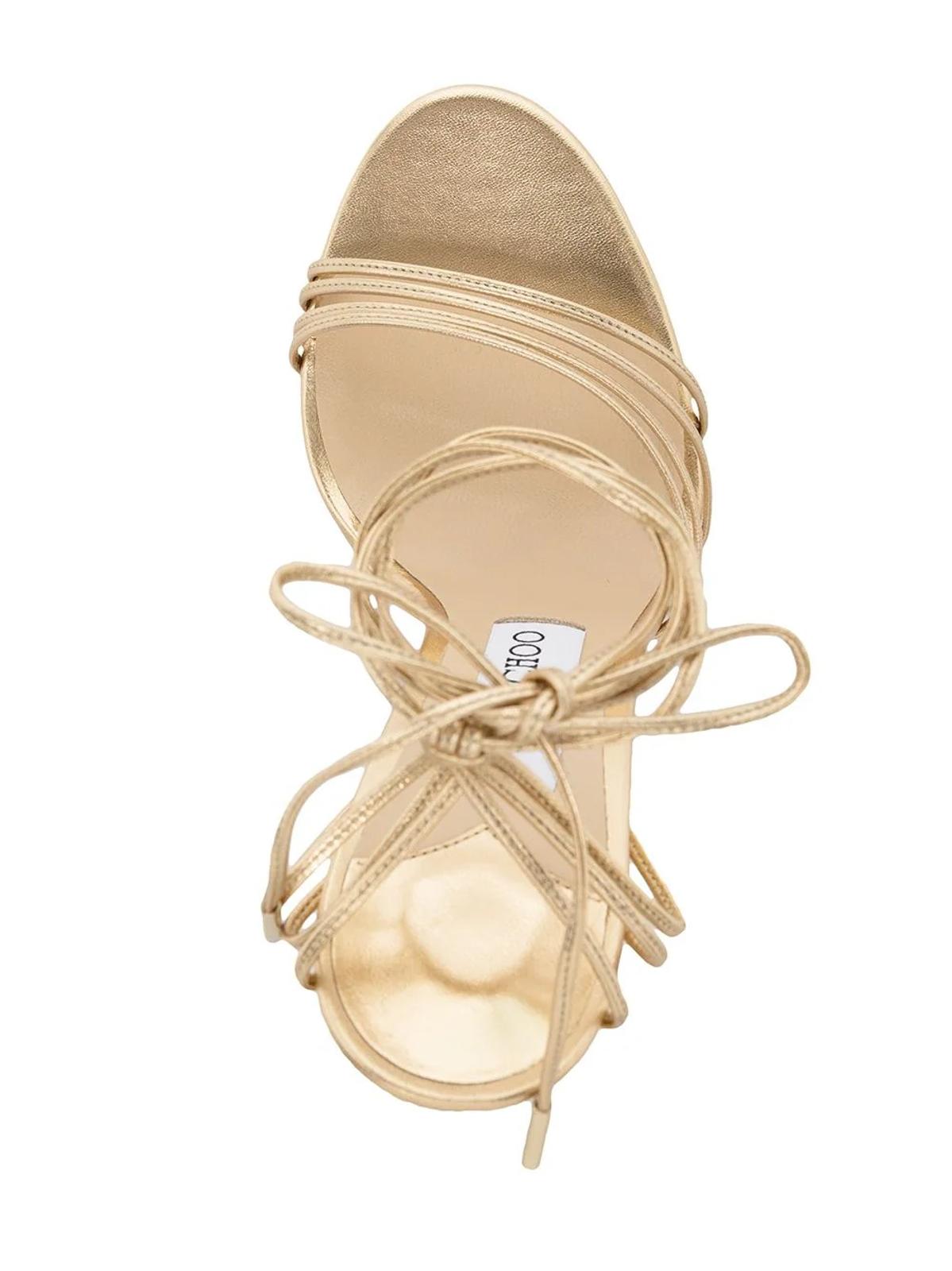 JIMMY CHOO Ladies Metallic Gold Leather Anita PF Sandals Size EU40 UK7 NEW