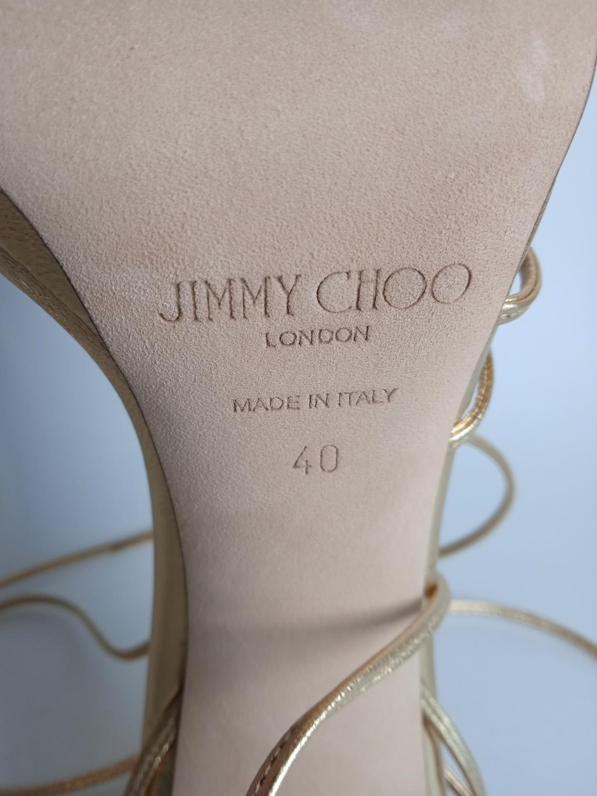 JIMMY CHOO Ladies Metallic Gold Leather Anita PF Sandals Size EU40 UK7 NEW
