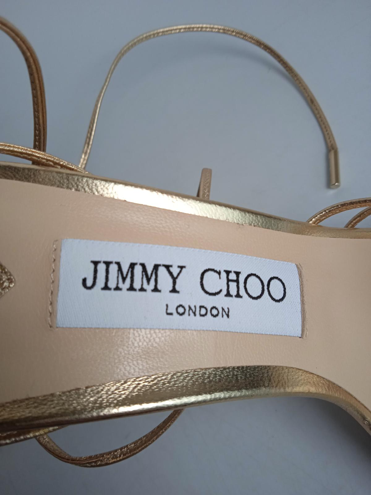 JIMMY CHOO Ladies Metallic Gold Leather Anita PF Sandals Size EU40 UK7 NEW