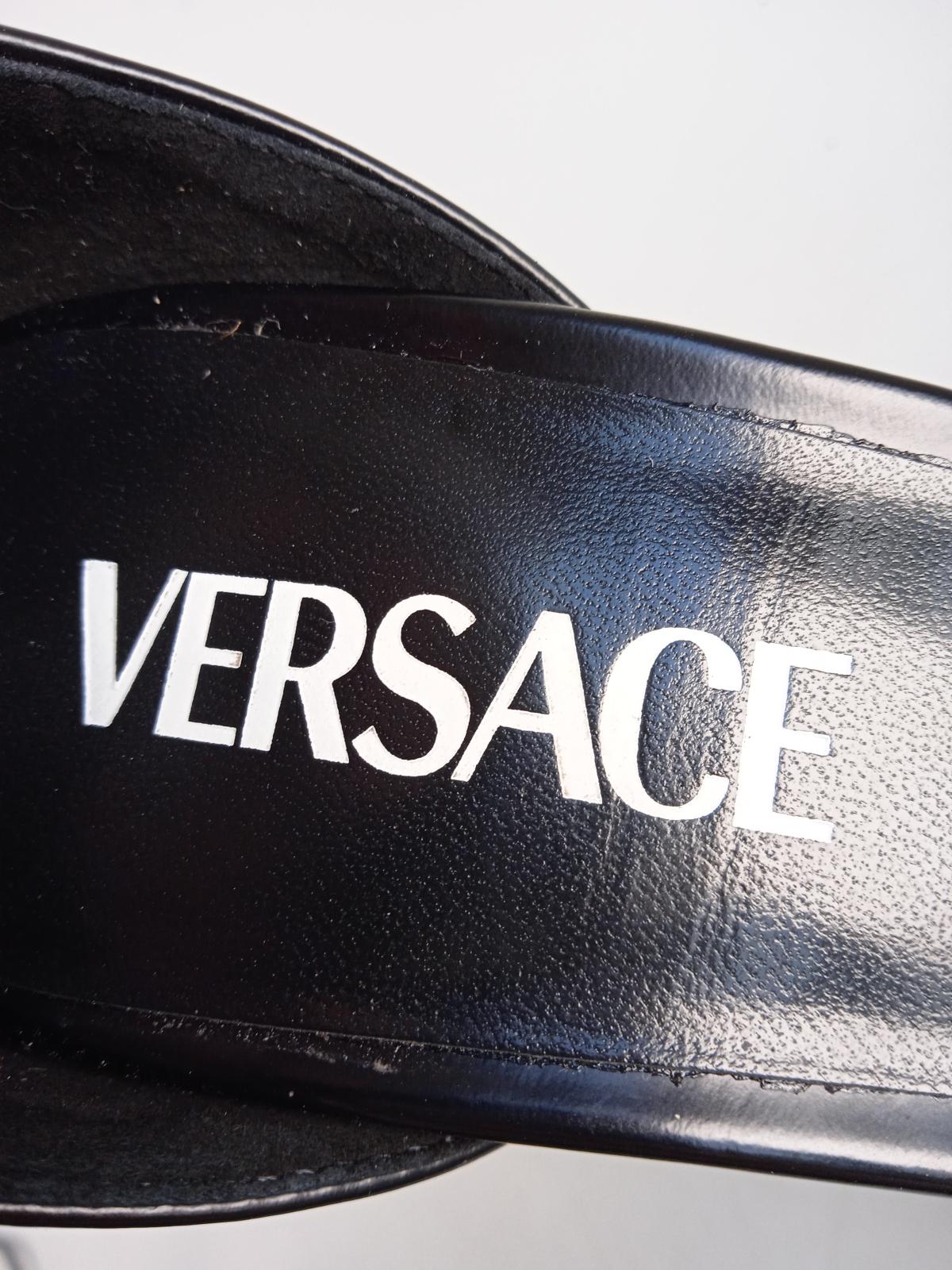 VERSACE Ladies Black Leather Triple Strap Platform Pump Shoes IT38 UK5 NEW